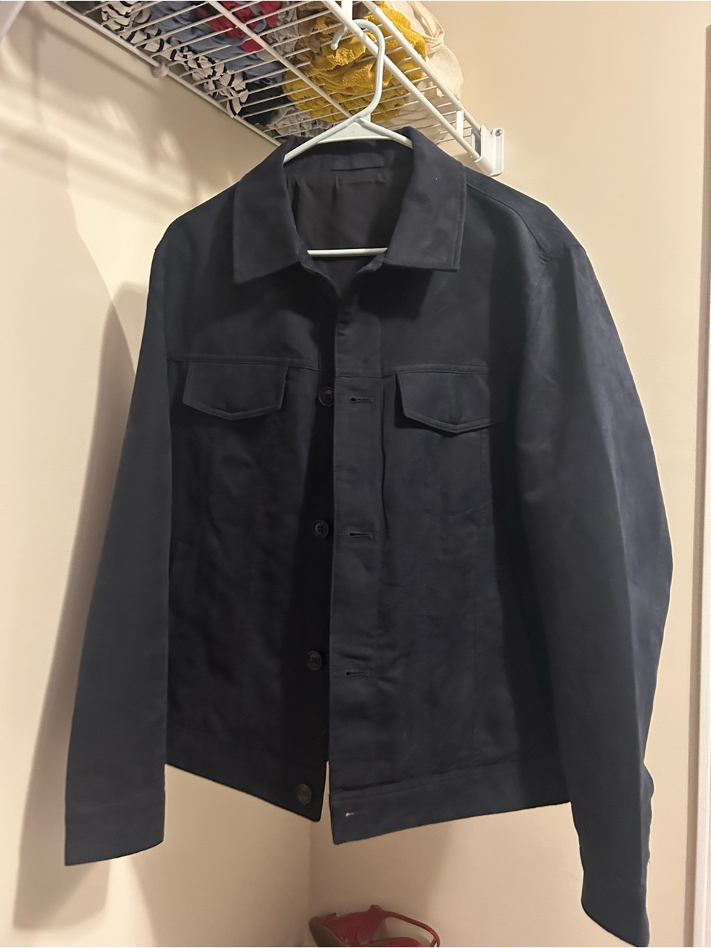 Mango Men's Dark Navy Button-Front Shirt Jacket